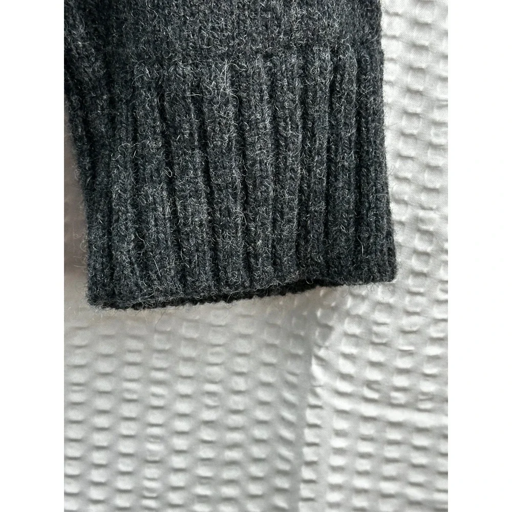 Columbia Mens Gray Wool Blend Quarter Zip Mock‎ Neck Sweater Elbow Patch XL
